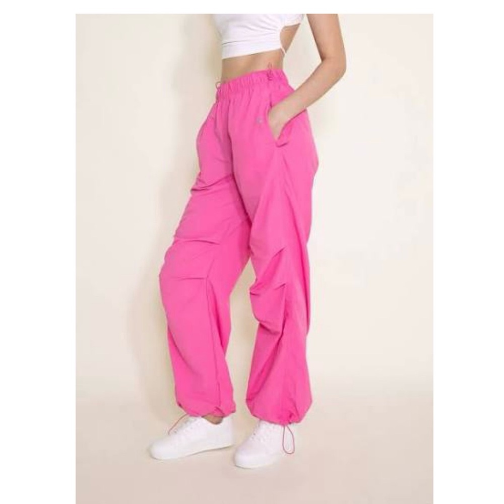 Stylish Pink Women's Jogger Parachute Pants